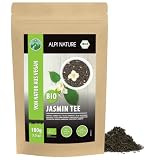 Alpi Nature Ekologiczna Herbata Jaśminowa 100g, Zielona Herbata z Kwiatami Jaśminu, Naturalnie Zawierająca Kofeinę