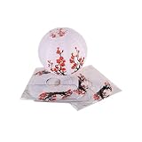 lachineuse Zestaw 4 chińskich latarni – papierowe lampiony – kwiaty śliwy – latarnie – japońska lampa – dekoracja azjatycka, papier, biały, 25 cm, 4 sztuki