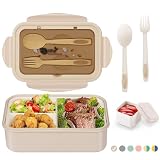 LUZOON pudełko na lunch, Bento Box, śniadaniówka dla dorosłych, 1400 ml, z 3 przegródkami, w zestawie Pudełko ze sztućcami, do kuchenki mikrofalowej i zmywarki, do szkoły, pracy, na piknik, podróż,