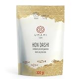 Umami Hondashi Premium 100 g – naturalny rosół w proszku Dashi – tylko Katsuobushi, shiitake i kombu – bez glutaminianu – wyprodukowano we Włoszech