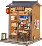 CUTEBEE Book Nook – Domek DIY z LED, chatka ramen japońska, drewniana podpórka 3D na półkę, prezent dla dorosłych (Morita-Ya)