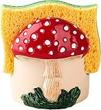 dgudgu Grzyb uchwyt na gąbkę kuchenną żywica gąbka naczynie czerwony uchwyt na gąbkę do zlewu kuchennego dekoracja do zlewu kuchennego akcesoria uchwyt na gąbkę