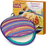 Tortilla Warmer Pouch Microwavable Fabric - Multicolour, 30.5cm - Heater Pouch to Keep Tortillas, Tacos & Corn Shells Soft & Warm by PixiPy