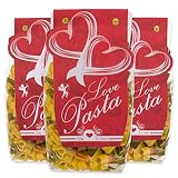 Zestaw 3 opakowań włoskiego makaronu w kształcie serca kaszka z pszenicy twardej makaron w kształcie serca Love Pasta z pomidorami i szpinakiem, 3 x 250 g
