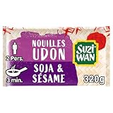 SUZI WAN Wok Udon wstępnie ugotowany makaron sojowy sezamowy (2 x 160 g)