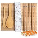 JURENEE Zestaw do sushi DIY, bambusowy zestaw do sushi, zestaw do samodzielnego wykonania z workiem do przechowywania, łatwy w użyciu i łatwy do czyszczenia, do samodzielnego wykonania sushi w domu