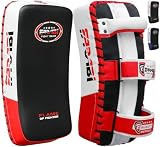 Farabi Sports Muay Thai Pad do treningu, kickboxingu, zakrzywiony pad do kopnięć, tajskie pady Strike Shield MMA Muay Thai Pads (Czerwony (Para))