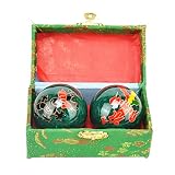 Kisbeibi Kulki Baoding, 4,45 cm / 1,75 cala Chińskie kulki Baoding z pudełkiem, Feng Shui Tai Chi, kulki smoka i feniksa Baoding, kulki zdrowotne do treningu palców, medytacja, relaksacja