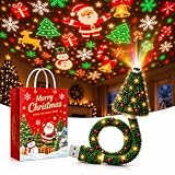 Lampa biurkowa LED na choinkę bożonarodzeniową | Ponad 6 świątecznych wzorów, zasilacz USB, elastyczny korpus, światło ze scenami świątecznymi, do sufitu ściennego