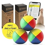 Diabolo Freizeitsport Piłki do żonglerki, zestaw 3 sztuk, 62 mm, wypełnione ekologicznym prosem ptaków, wodoodporna sztuczna skóra, idealna dla dzieci i początkujących