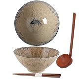 Ramen Bowl zestaw japońskiej ceramiki ramen miska z łyżeczką 1200 ml miedziana miska na musli miska na sałatkę