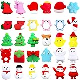 30 sztuk bożonarodzeniowych mochi squeeze zabawki dla dzieci, Kawaii Mini Soft Mochi Squishy Zabawki z choinkami, bałwanek, zabawka antystresowa na Boże Narodzenie