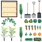 Miniaturowe rzeczy, rustykalne realistyczne jedzenie do zabawy, plastikowe mini narzędzia ogrodowe, modele warzyw, miniaturowa scena polowa, krajobraz do miniatur, dekoracji domu i rekwizytów