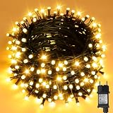 cshare Bożonarodzeniowy łańcuch świetlny na zewnątrz, 20 m, 200 diod LED, prąd z timerem, 8 trybów pracy, wodoszczelny, na choinkę, do ogrodu, na zewnątrz, do wnętrz, ciepła biel