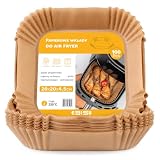 Papier do pieczenia do frytkownicy powietrznej, 100 sztuk - 20 x 20 x 4,5 | BPA, Wytrzymałe wkładki, odporne na temperaturę do 220 °C, Brązowy, 20x20x4,5cm