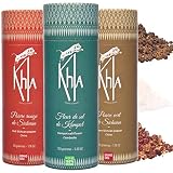 Khla - Mekong Trio Box - Ziarno Syczuan Pieprz & Sól Kwiat Kampot - Grand Crus - Kuchenne pudełko upominkowe - Czerwony Zielony Pieprz - 150g & 2x 50g - Chińska przyprawa azjatycka Pieprz Świata
