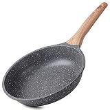 ZUOFENG Patelnia z powłoką zapobiegającą przywieraniu, 20 cm, granitowa, do płyt indukcyjnych, kuchenek gazowych (kolor szary)
