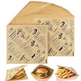 Chumix 200 Szt. Arkuszy Papieru Do Burgerów (15x15 Cm), Powlekane Woskiem, MożNa Grzać W Mikrofali; Odporne Na Tłuszcz I Wilgoć; Wstępnie Cięte; Do Kanapek, Frytek, PrzekąSek, Na Wynos I Food Trucków
