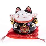 lachineuse - Maneki Neko kot szczęścia skarbonka - Kawaii japoński obiekt dekoracyjny - talizman kot - Money Cat - porcelana 11 x 10 x 9,5 cm - chińska azjatycka dekoracja