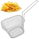 Koszyki do frytek, 5 sztuk, małe koszyki do smażenia, ze stali nierdzewnej, mini koszyki na frytki, z uchwytem na frytki, krewetki i pierścienie cebuli