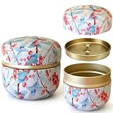 Goodwei Japońska Puszka na Herbatę Matcha Chazutsu 'Azuki' - Metalowy Pojemnik, Hermetyczny, 250 ml