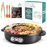 Food Party Hot Pot i grill elektryczny hotpot grill elektryczny 2 w 1, ulepszony, zdejmowany, 220 V, 2200 W, do użytku wewnątrz i na zewnątrz, 42 cm, do fondue, raclette, dla 8 osób