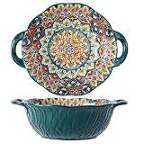 TuYines Salaterka ceramiczna, duża misa na zupę, kolorowe duże miseczki do musli z uchwytami, średnica 20 cm miseczki na zupę z uchwytem, miseczki na deser, misa na owoce
