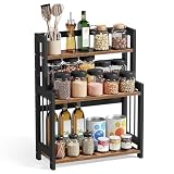 SONGMICS 3-poziomowy stojak na przyprawy, Półka kuchenna, MDF i bambus | Półka do przechowywania, Blat, Kuchnia, Jadalnia, Biuro, MDF i bambus, BAMBOU Collection OFS047B01