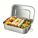 ABCORPHIC Lunchbox ze stali nierdzewnej 1400ml - Szczelny Bento Box z przegródkami dla dzieci i dorosłych, Pudełko na drugie śniadanie bez BPA do szkoły i pracy