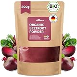 RheinNatur Bio buraki w proszku 500 g – 100% buraki, wegańskie, naturalne, idealne do koktajli i napojów, jakość biologiczna