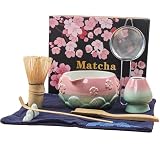 Matcha zestaw 8 sztuk, zestaw do herbaty matcha, zestaw matcha z tradycyjnym pościgiem do autentycznej ceremonii parzenia herbaty, proszek zielony