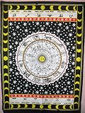Tradycyjny znak zodiaku z Dżajpur Niebiański plakat ścienny, gobelin ścienny hipisowski, indyjski wystrój akademika, boho sztuka ścienna, boho wiszące ściany, rozmiar 76 x 100 cm, plakat na szczęście lub naklejka ścienna