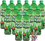 yoaxia – [ 12 x 1,5 l ] OKF Aloe Vera King napój z 30% aloesu / naturalny / napój / w zestawie 12 x 0,25 € kaucja jednorazowa + mała lalka na szczęście - drewniana lalka
